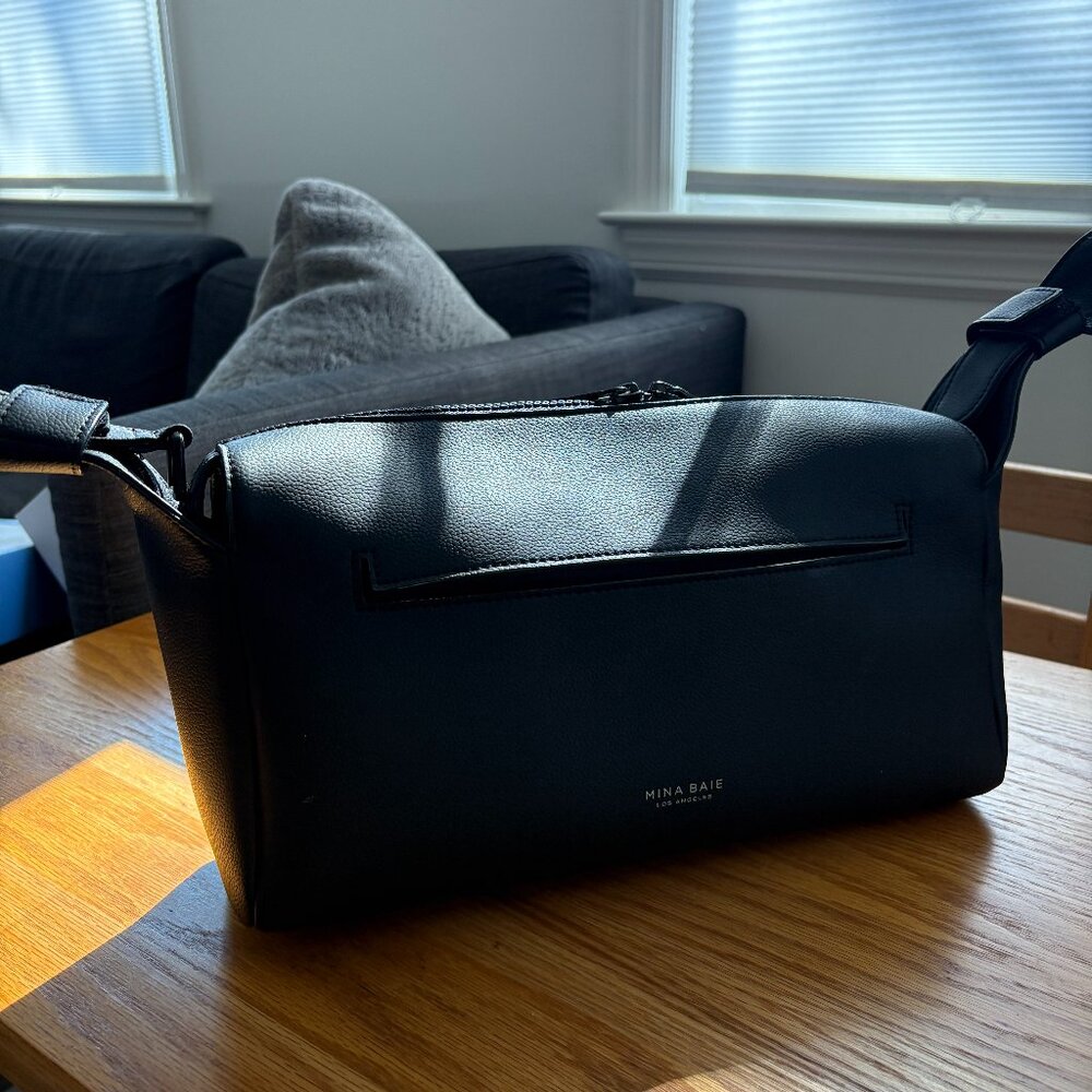 Mina Baie Vegan Leather Stroller Caddy in Black